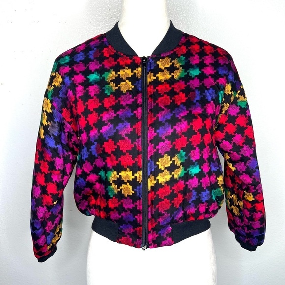 VINTAGE Amy Byer Cropped Jacket Zip Up Bomber Size Medium 10 - 12 Vtg 1980s - Picture 2 of 8